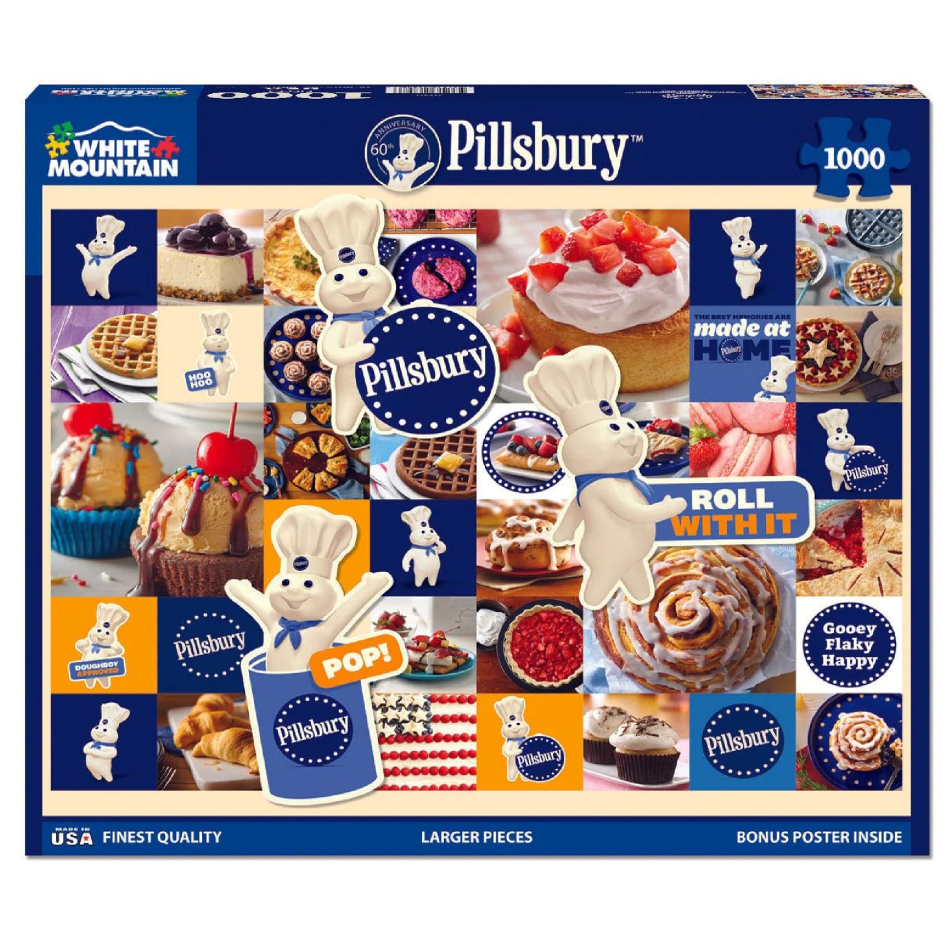 White Mountain 1000 Piece Jigsaw Puzzle Nostalgic Desserts Collage Puzzles with Large Pieces, Gift for Adults and Family 24"x30" - Pillsbury
