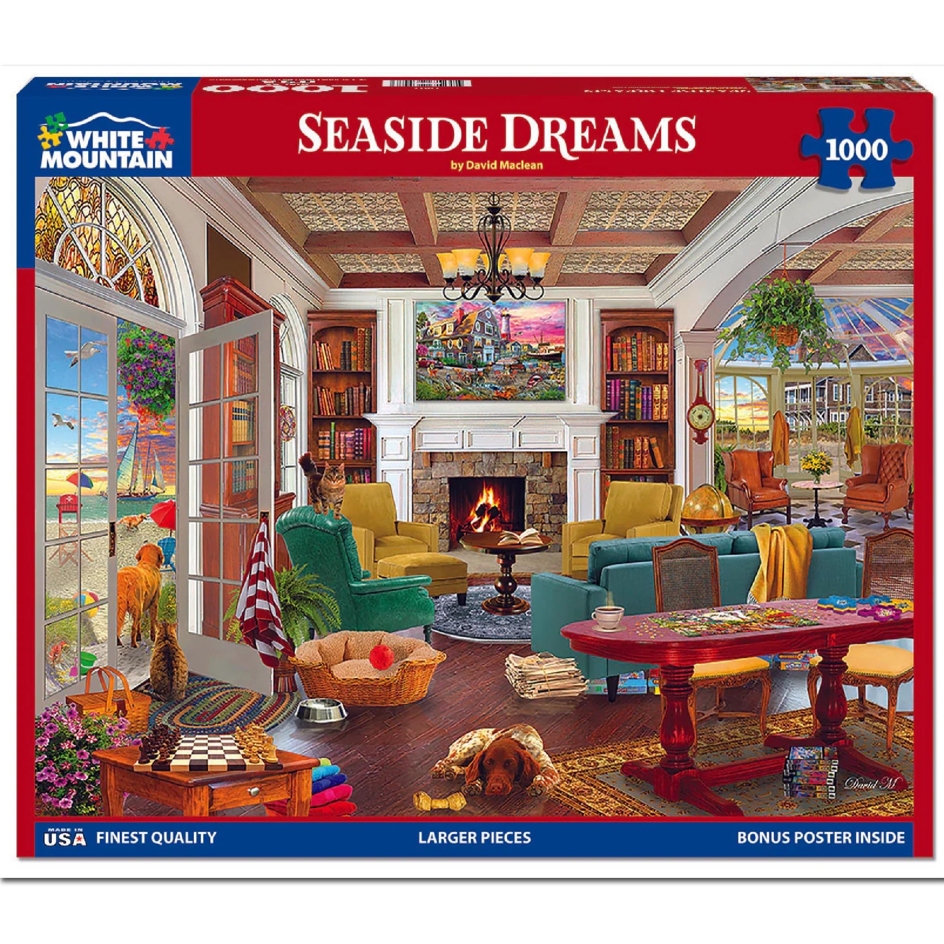 White Mountain 1000 Piece Jigsaw Puzzle Cozy Beach House, Seaside Dreams