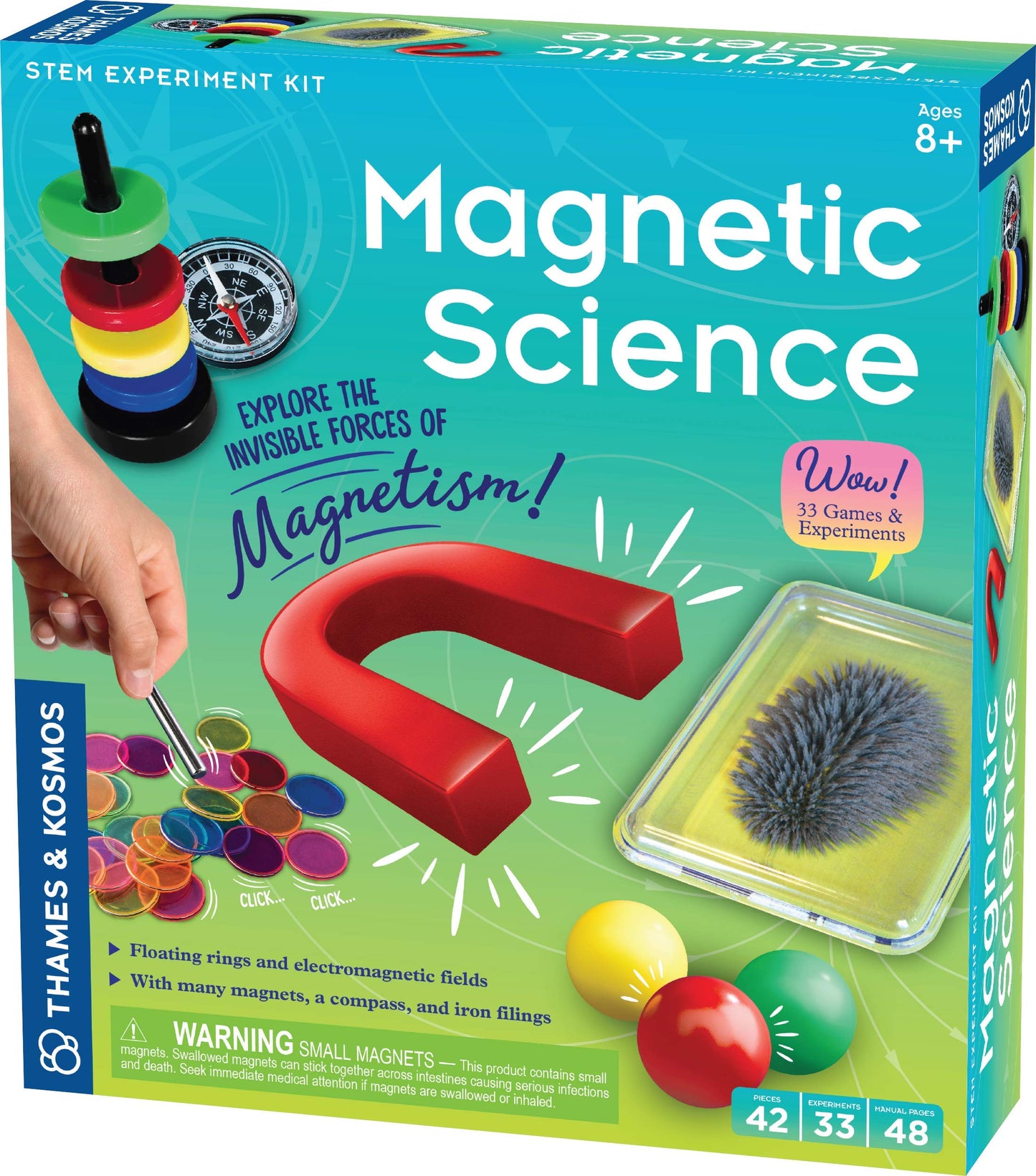 Thames & Kosmos Magnetic Science | 33 STEM Experiments | Ages 8+ | Learn About Earth’s Magnetic Poles | Discover How Invisible Magnetic Fields Work |
