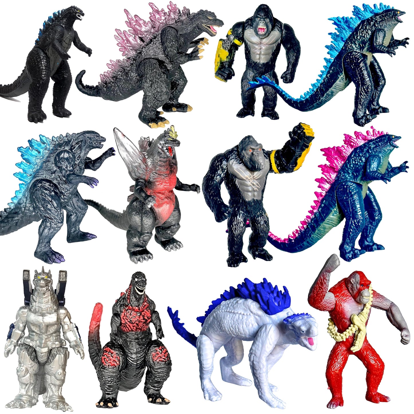 TwCare Set of 12 Godzilla x Kong: The New Empire, Dinosaur Dragon Toys Action Figures, Evolved Basic Exquisite Battle Roar B.E.A.S.T. Glove Shimo