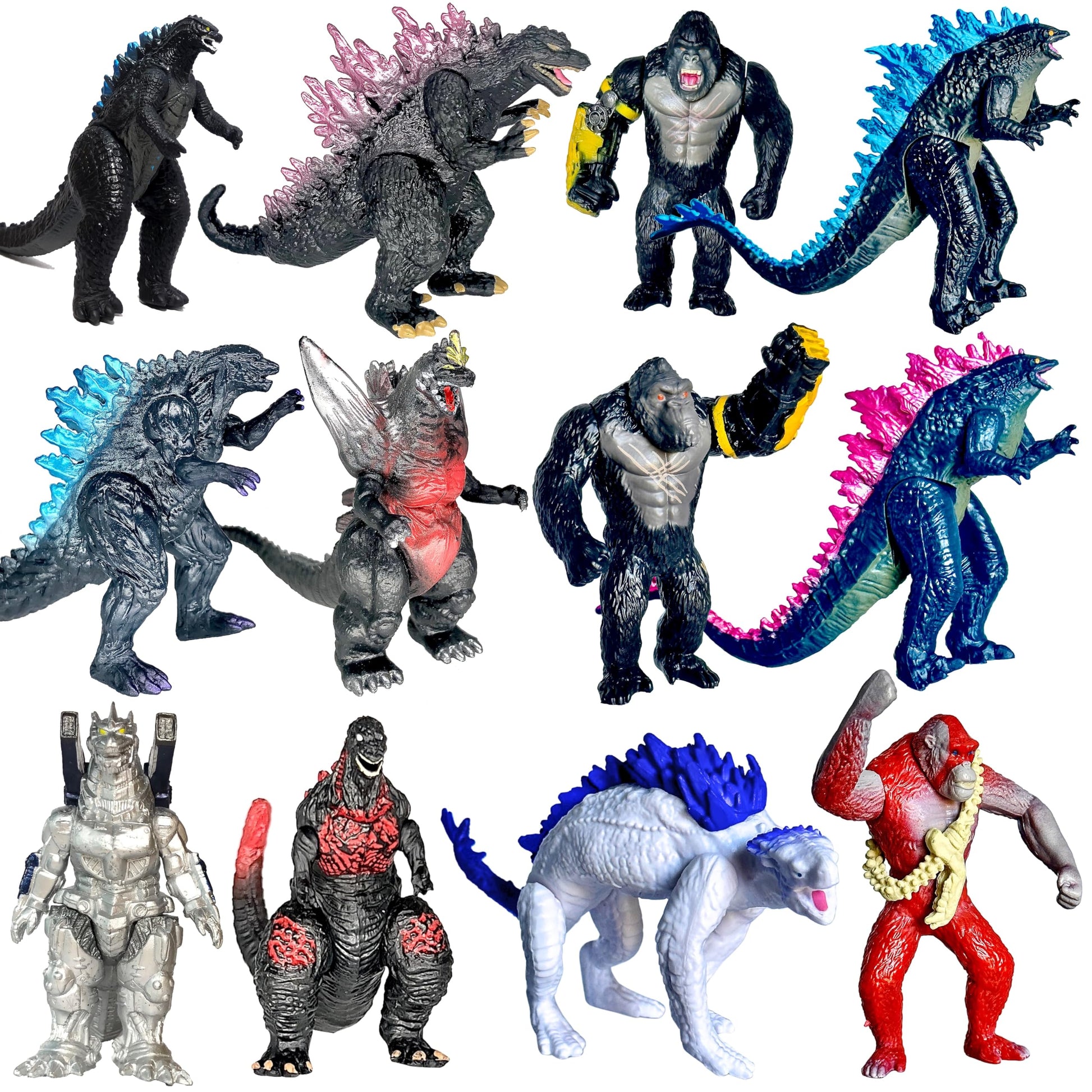 TwCare Set of 12 Godzilla x Kong: The New Empire, Dinosaur Dragon Toys Action Figures, Evolved Basic Exquisite Battle Roar B.E.A.S.T. Glove Shimo