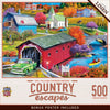 Masterpieces Country Escapes Hill Village Covered Bridge 500 Piece Puzzle - Eco-Friendly, Matte Finish, Random Cut, Bonus Poster, Ages 14+