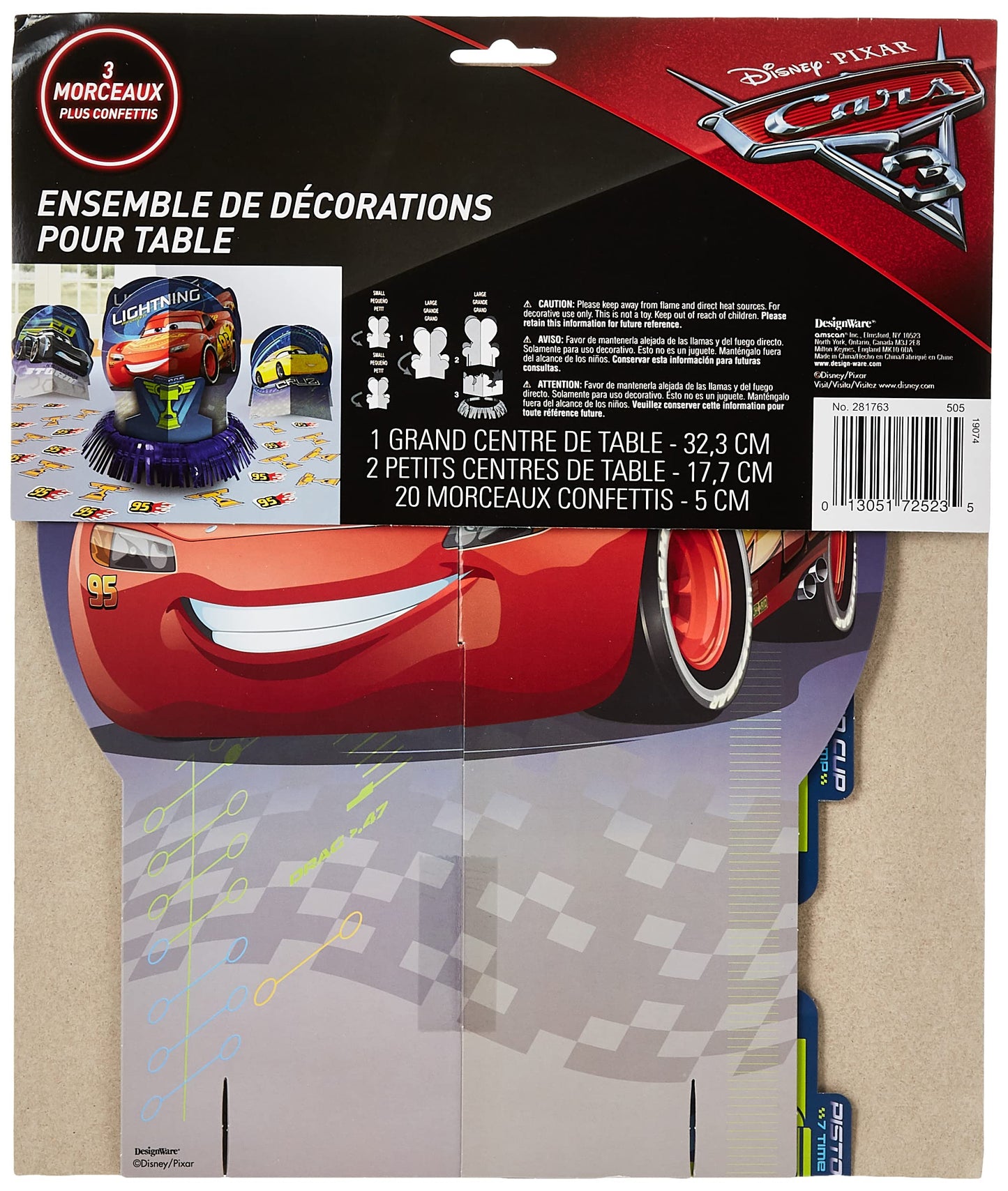 amscan Disney Cars 3 Table Centerpieces & Confetti, 1 Set