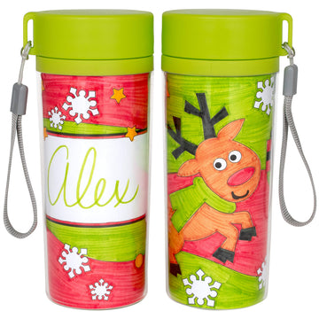 READY 2 LEARN Christmas Crafts - Design Your Own Travel Mugs - 2 Count (Pack of 1)- Christmas Crafts for Kids - Reusable 11 oz Water Bottles - BPA