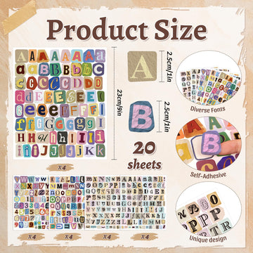 1488PCS Vintage Letter Stickers, 1Inch Magazine Alphabet and Number Stickers, Retro Vinyl Self-Adhesive Sticker Letters for Scrapbook Journaling DIY