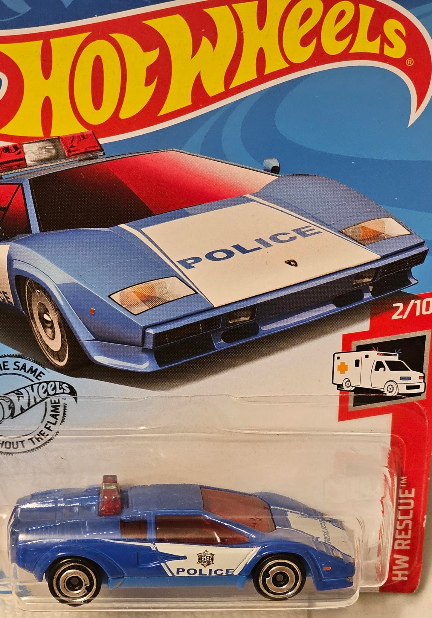 Hot Wheels Rescue Series 2/10 Lamborghini Countach Police Car 142/250, Blue