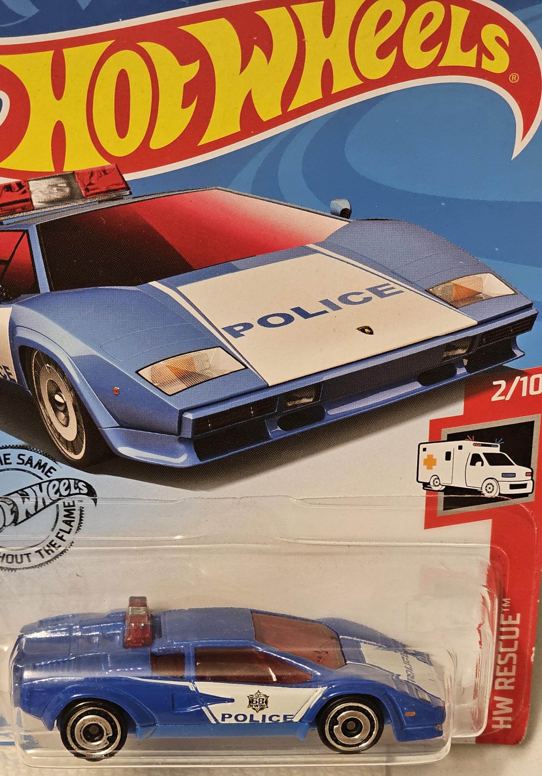 Hot Wheels Rescue Series 2/10 Lamborghini Countach Police Car 142/250, Blue