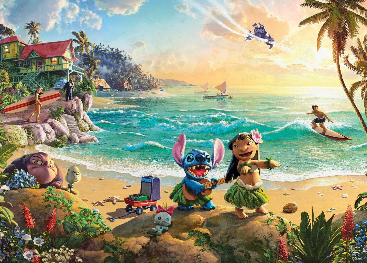 Ceaco - Thomas Kinkade Disney - Lilo and Stitch - 1000 Piece Jigsaw Puzzle