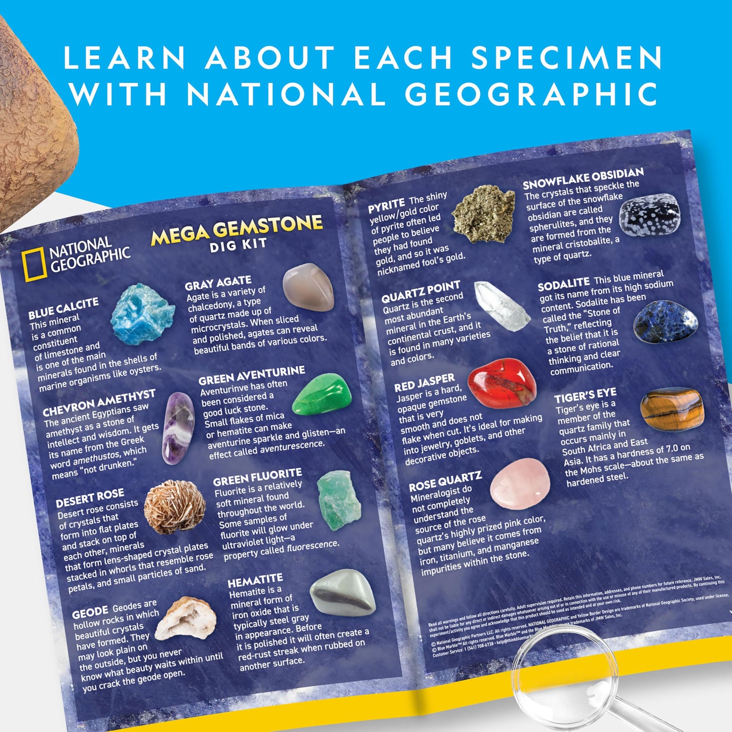 NATIONAL GEOGRAPHIC Mega Gemstone Dig Kit - Dig Up 15 Real Gemstones and Crystals, Science Kit for Kids, Gem Digging Kit, Gift for Girls and Boys