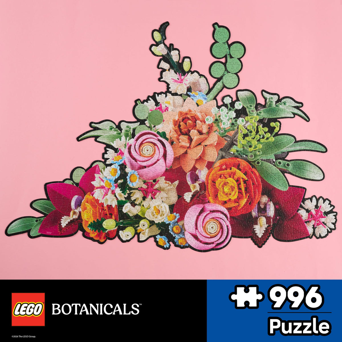 LEGO Botanicals Pink Bouquet Puzzle, Die-Cut Jigsaw Puzzle