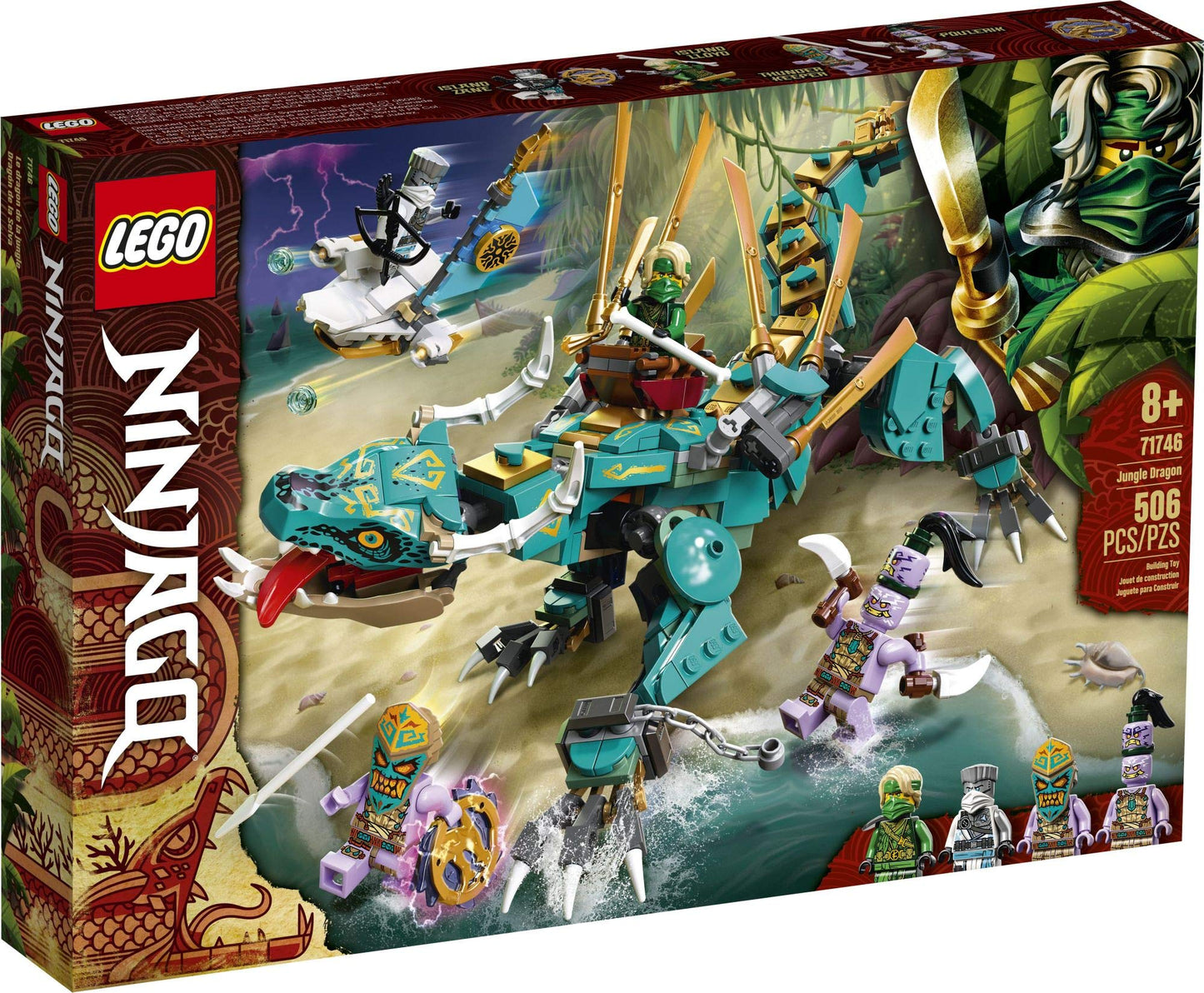 LEGO NINJAGO Jungle Dragon 71746 Building Kit; Ninja Playset Featuring Posable Dragon Toy and NINJAGO Lloyd and Zane; Cool Toy for Kids Who Love