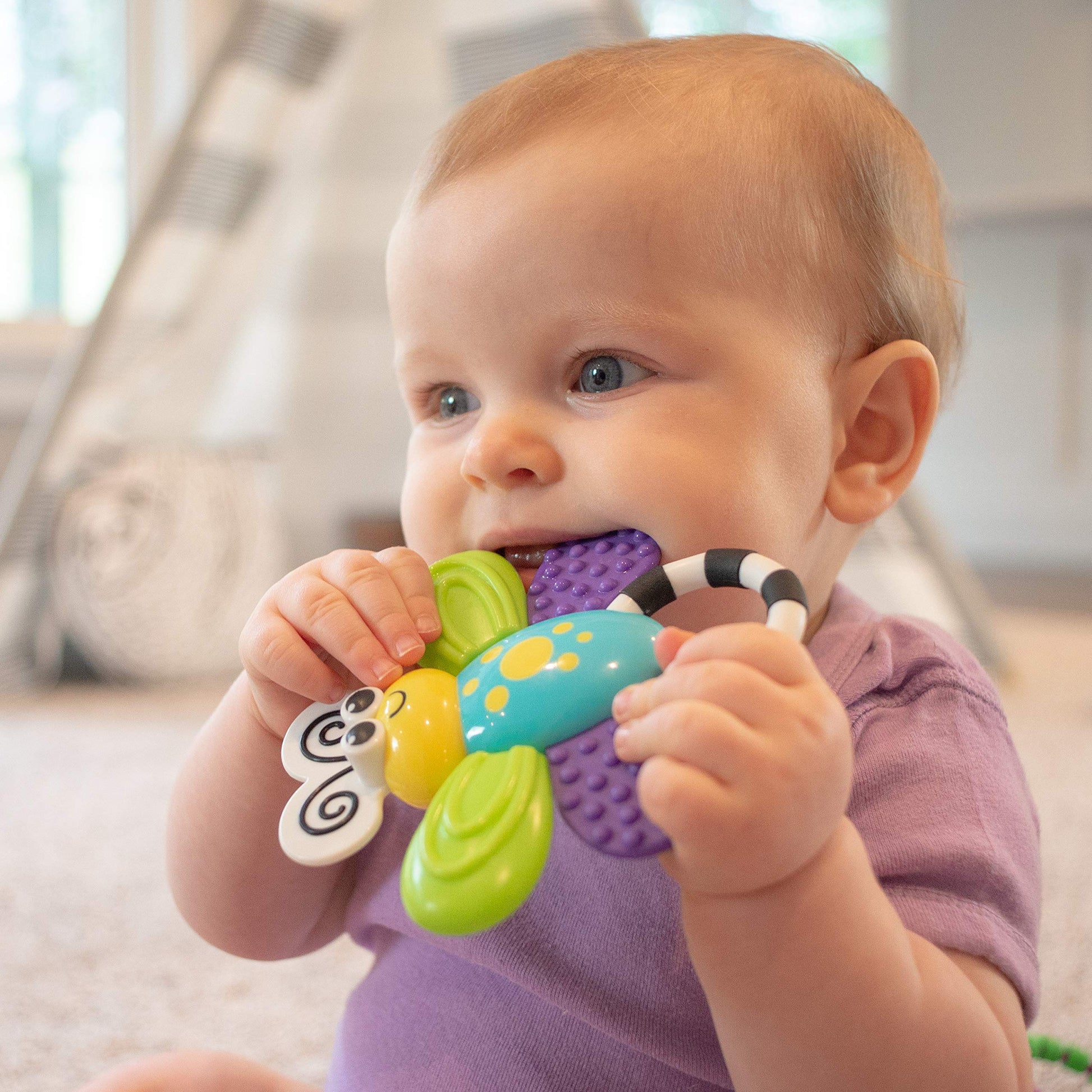 Sassy Flutterby Teether | Water-Filled Teether Soothes Gums | Variety of Textures Massage Gums | For Ages 3 Months and Up (80106)