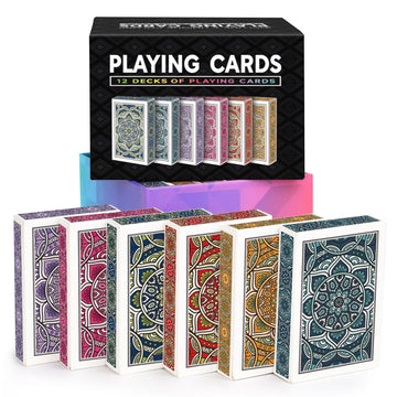 Metsyth Playing Cards 12 Pack,Decks of Cards,Poker Cards Set Standard Playing Cards Bulk with 6 Bright Colors,Card Games for Adults Seniors,Suitable