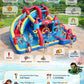 ELEMARA Speed Racer 15-in-1 Inflatable Water Slide Bounce House for Big Kids, 191x175in Double Slide Water Park w/Climbing Wall, Splash Pool,Water