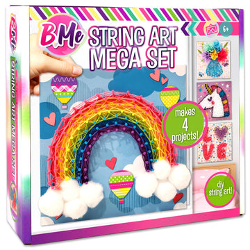 Creative Kids String Art Kit for Kids Age 6+ | 4 Fun Projects in 1 String Art Craft Kit Flower, Heart, Rainbow & Unicorn | String Art Kids Birthday