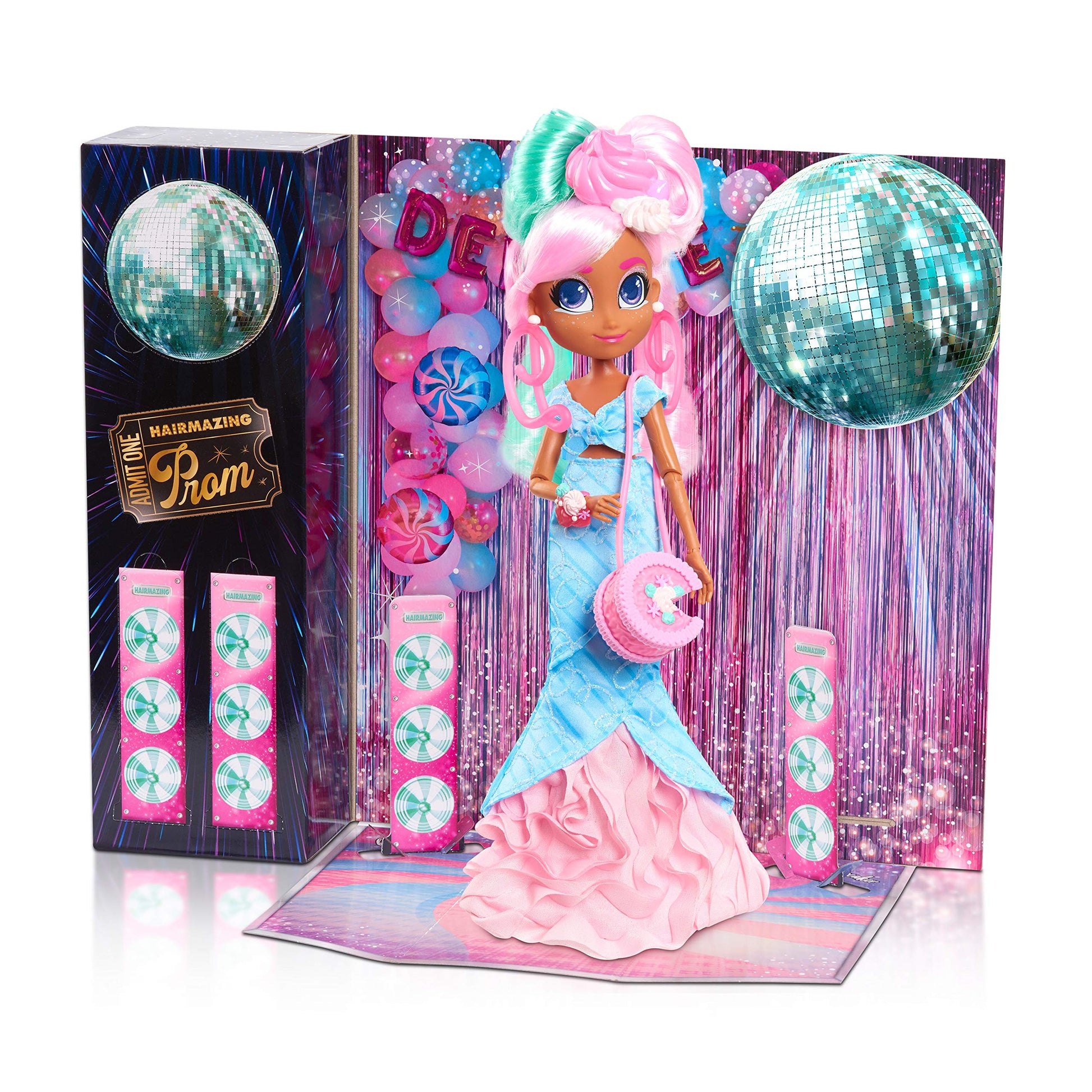Hairdorables Hairmazing Prom Perfect Fashion Dolls, Dee Dee, Pink and Green Hair, Kids Toys for Ages 3 Up by Just Play