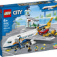 LEGO City Passenger Airplane 60262, with Radar Tower, Airport Truck with a Car Elevator, Red Convertible, 4 Passenger and 4 Airport Staff Minifigures,