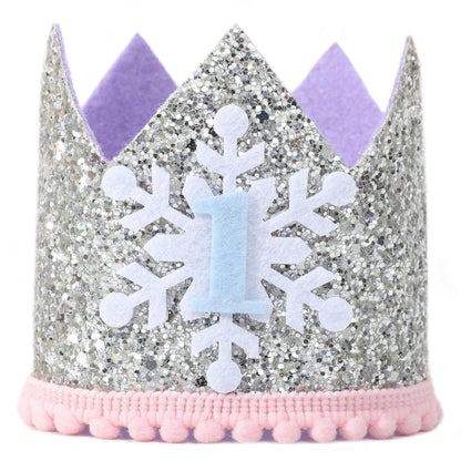 Rweseo Winter Onederland First Birthday Crown,Snowflake 1st Birthday Crown