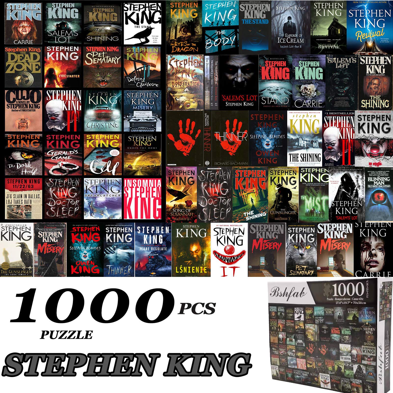 Stephen King Horror Novel Jigsaw Puzzles for Adults 1000 Piece 27.6×19.7inch Large Difficult Challenging Familiy Stress Reliever Games,Fun Kids Ages