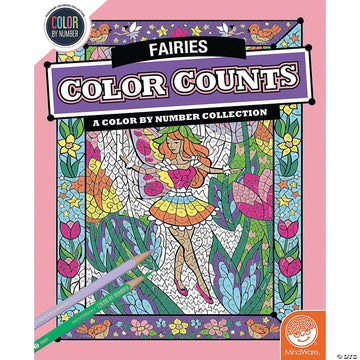 MindWare Color by Number Color Counts Fairies - Whimsical Fairy-Themed Coloring Activity Book for Kids and Adults, Ages 6+