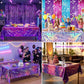 Fufuddz 3 Pack Rumi Birthday Decor Kpop Pink Tablecloth and Purple Plastic Tablecloth, 54"x108" PE Waterproof Tablecloth, Plastic Table Cloth