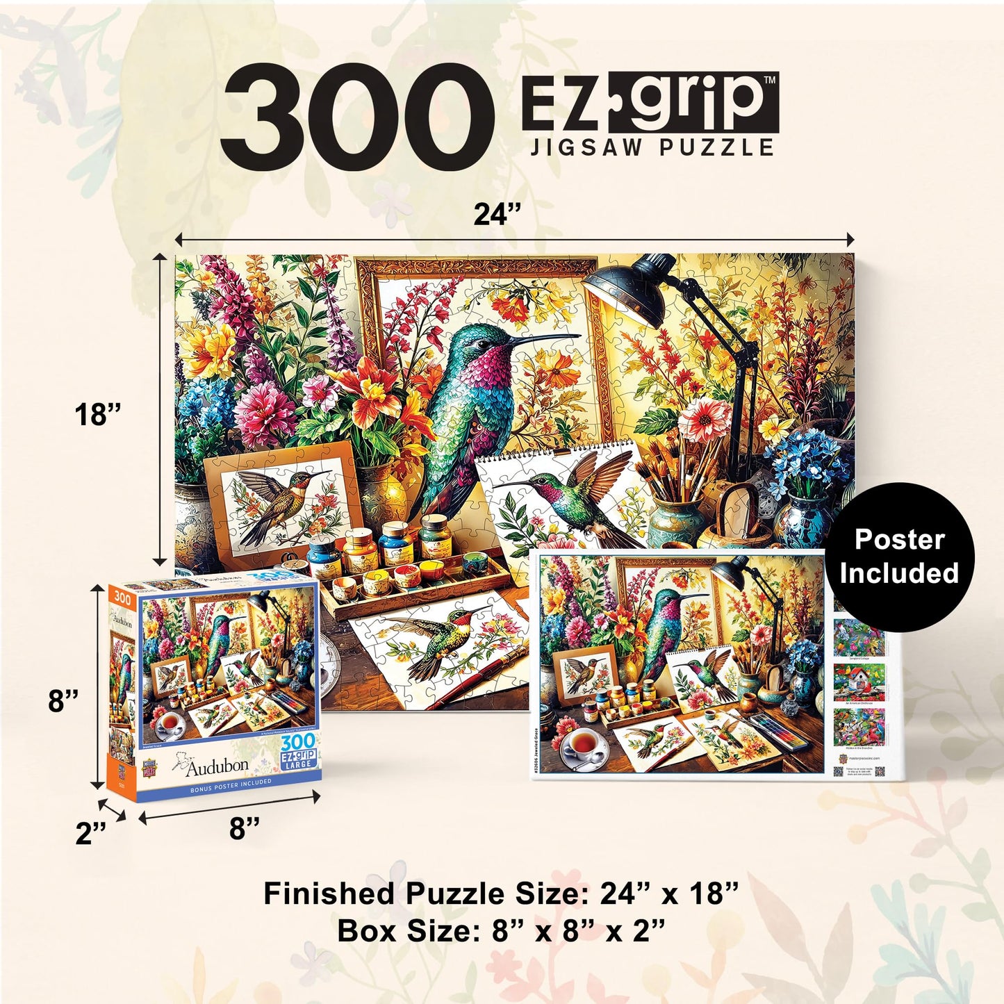MasterPieces 300 Piece EZ Grip Jigsaw Puzzle - Creative Birding - 18"x24"