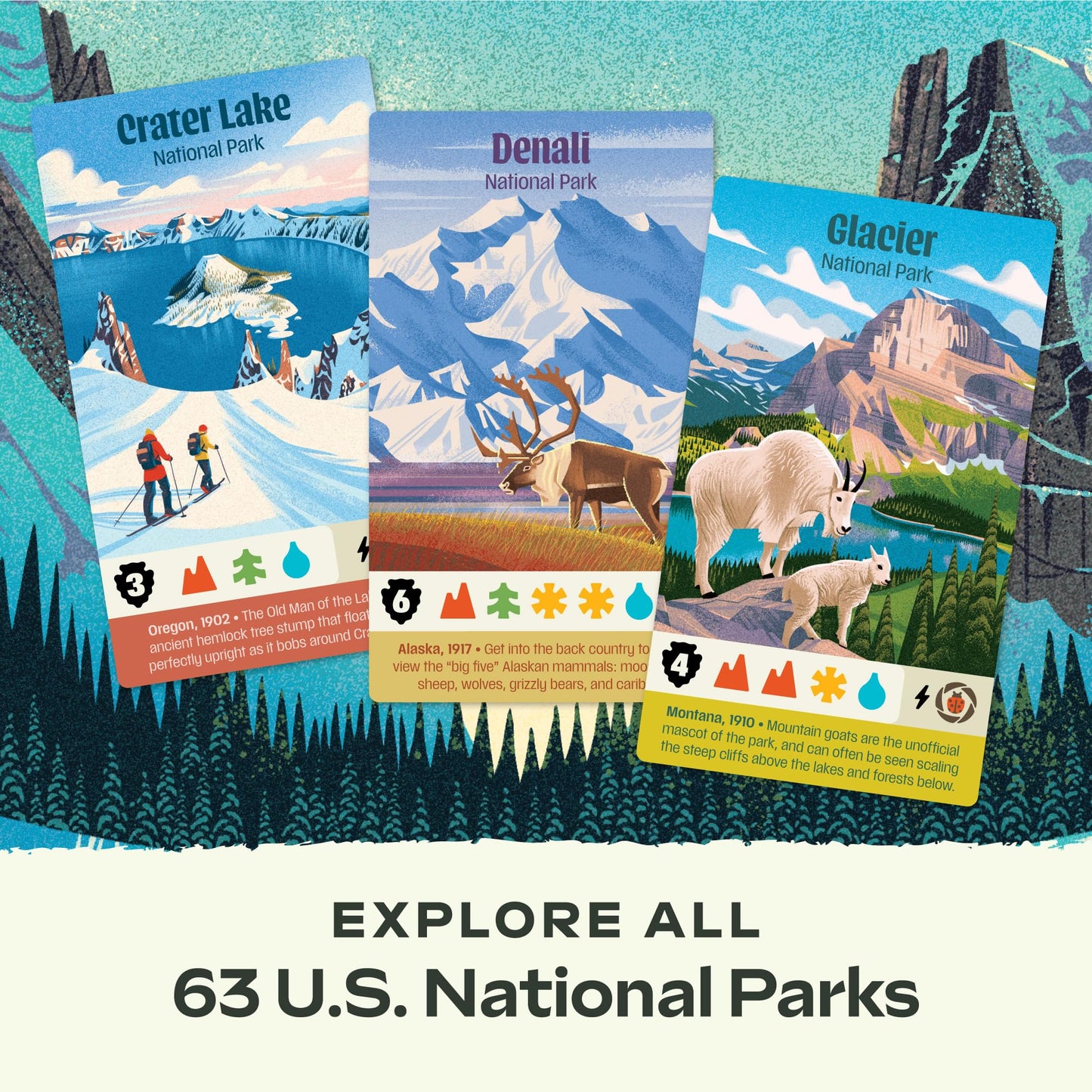 Keymaster Games Parks Base Camp | Beautiful Strategy Game for Families, Adults or Solo | Best Board Game for Nature, Outdoors, and Hiking | The US