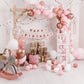 Baby Girl First Birthday Party Decorations 'ONE' Letters Individual Three White Transparent Square Boxes with 24 Balloons Decor for 1 Year Old Baby