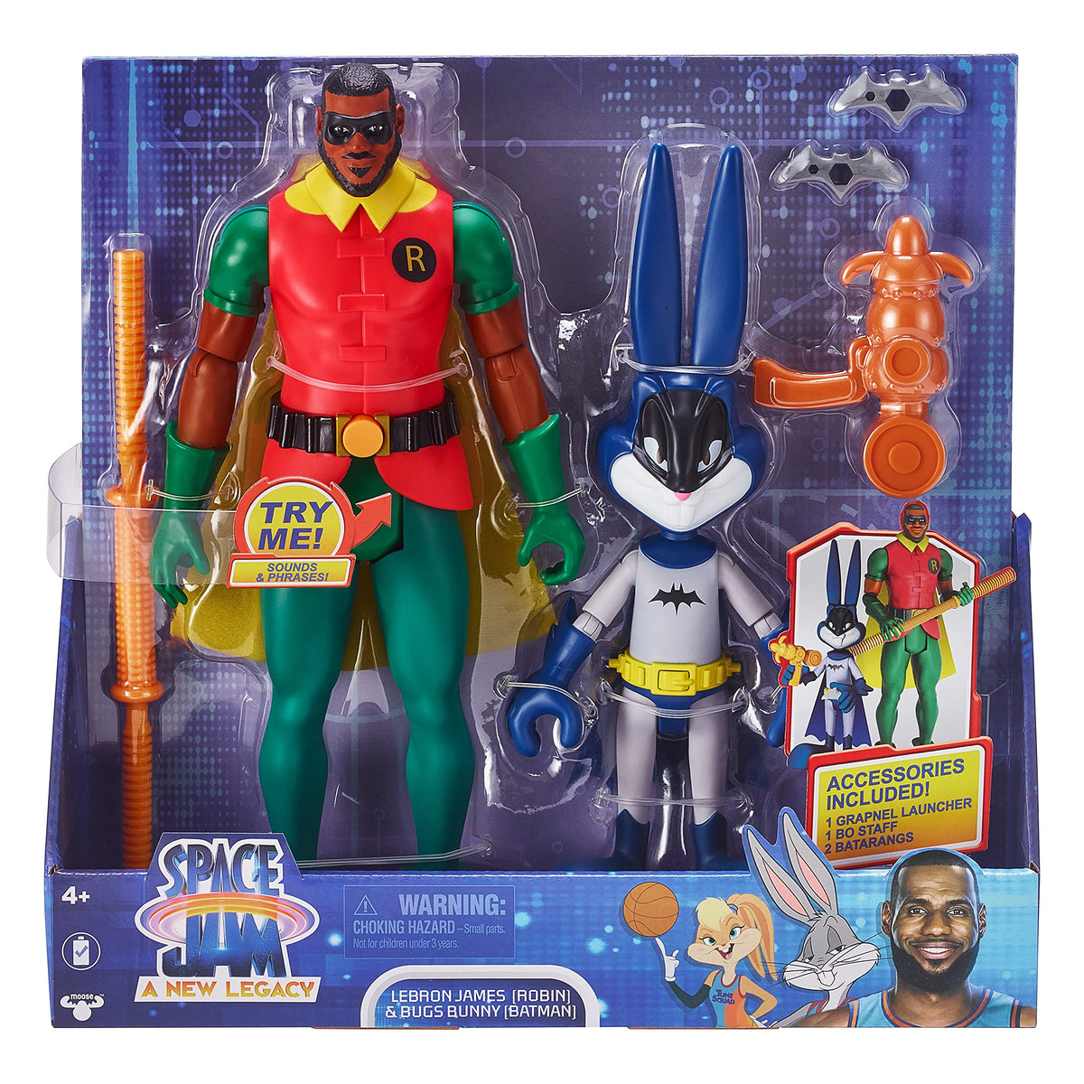 Oonies Moose Toys Space Jam: A New Legacy - Dynamic Duo - 12" Lebron James (Robin) & 9" Bugs Bunny (Batman), Multicolor, (14647)