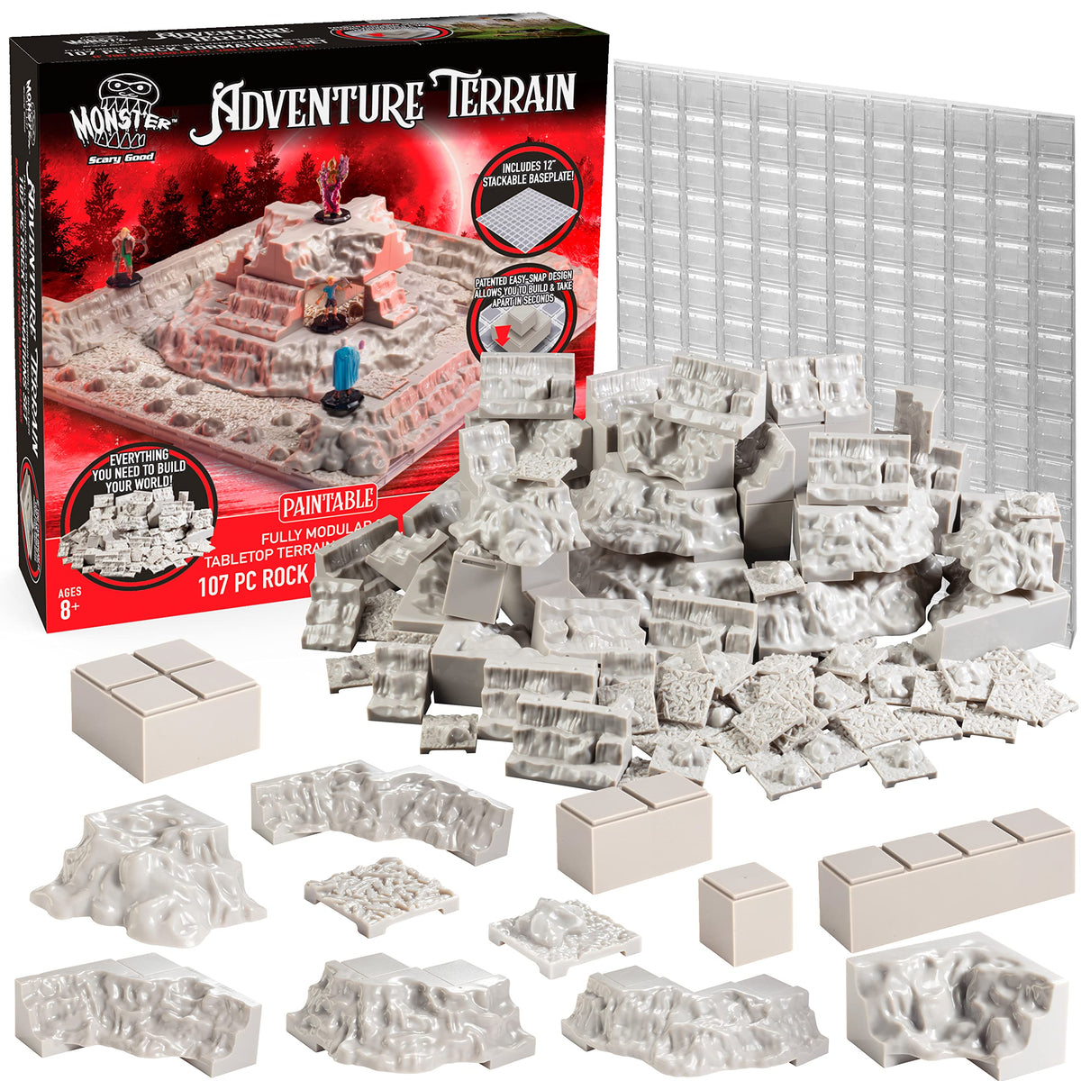 Monster Adventure Terrain 107pc Paintable Rocky Ruins Compatible with DND