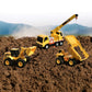 Sunny Days Entertainment Mini Construction Vehicles 3 Pack - Lights and Sounds Pull Back Toy Vehicle | Includes Dump Truck Front End Loader and Crane