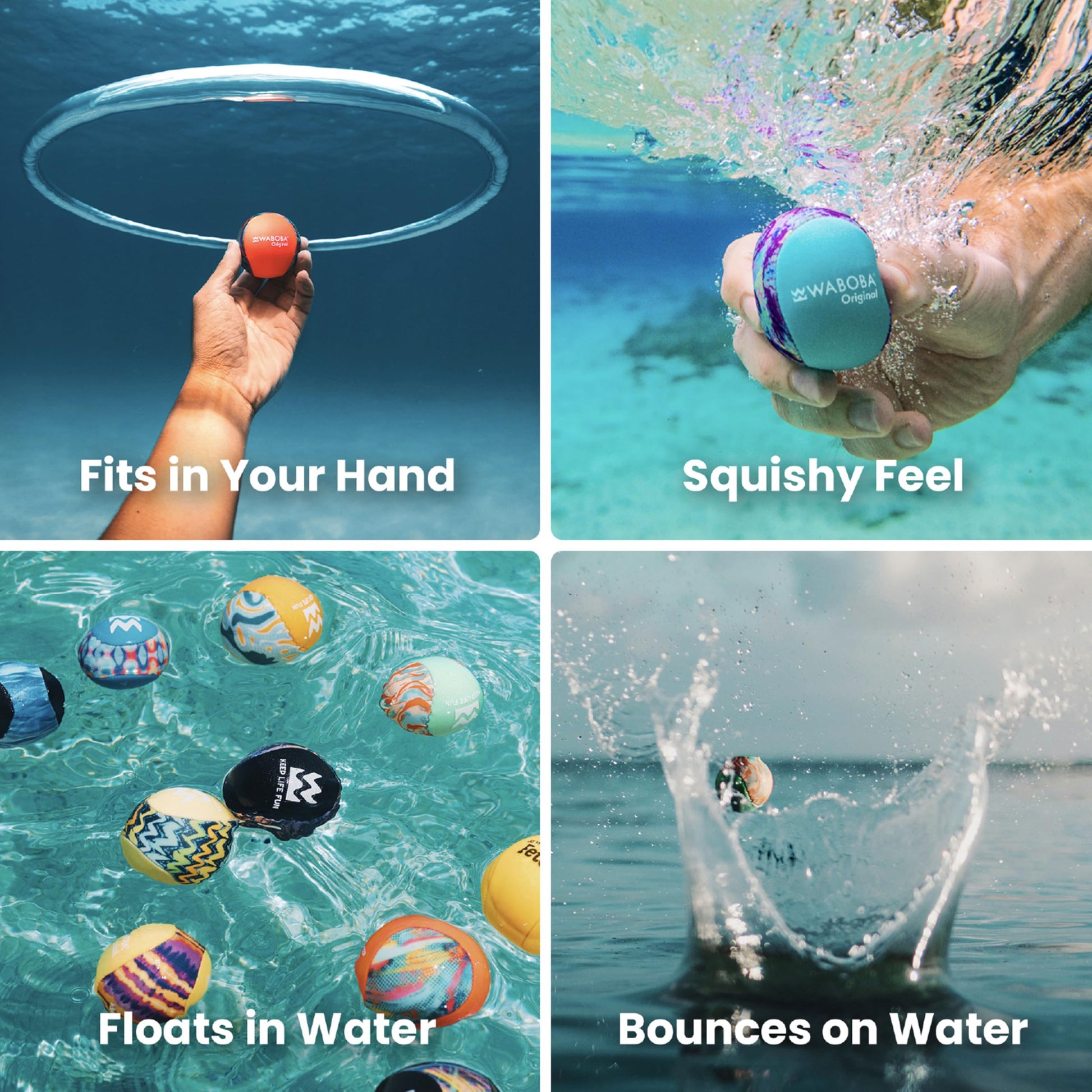 Waboba Original Water Skipping Ball 2 Pack, Neon Abstract & Zigzag