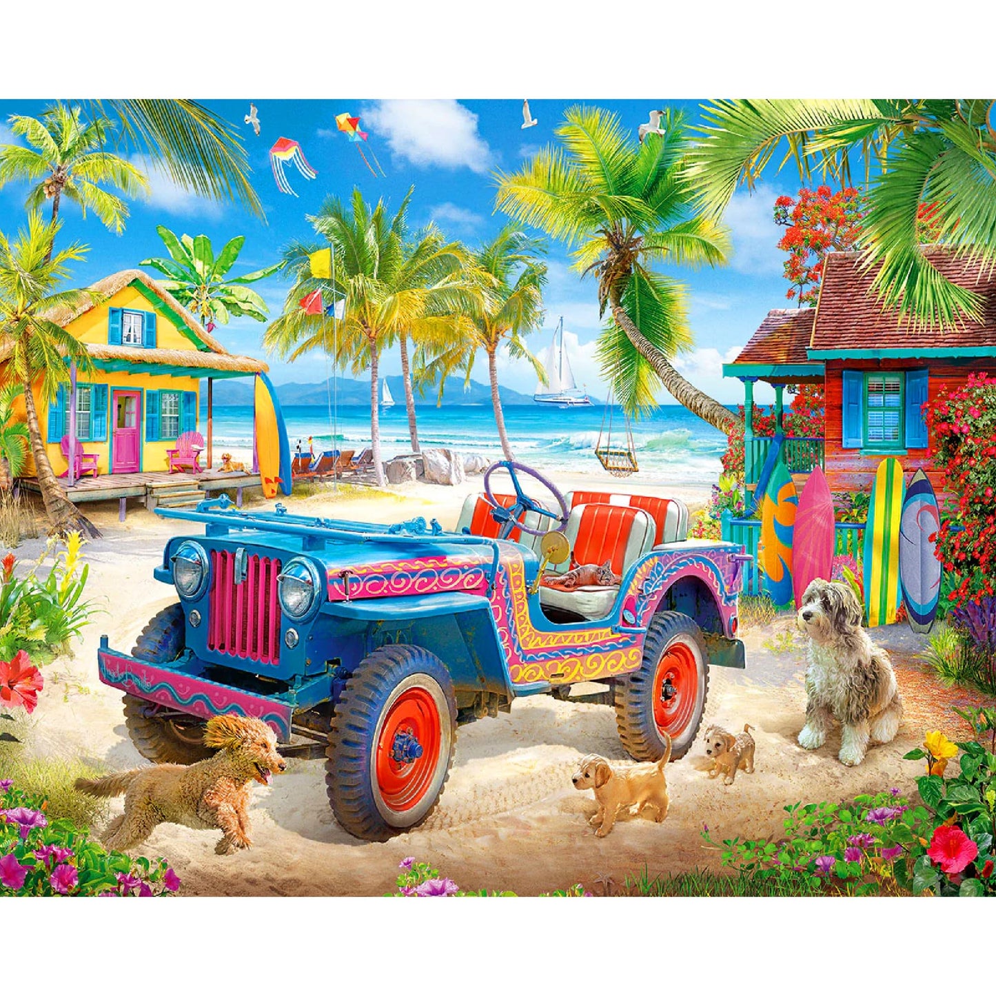 White Mountain 1000 Piece Jigsaw Puzzle Scenic Ocean Summer, Beach Escape