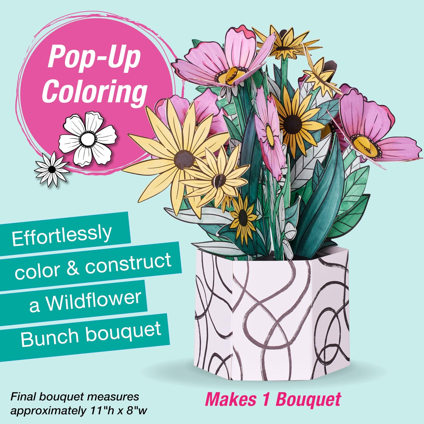 Faber-Castell Pop Up Coloring Bouquet: Wildflower - Crafts for Adults and Relaxation Gifts for Women | Craft Kits for Adults | Unique Gifts and DIY