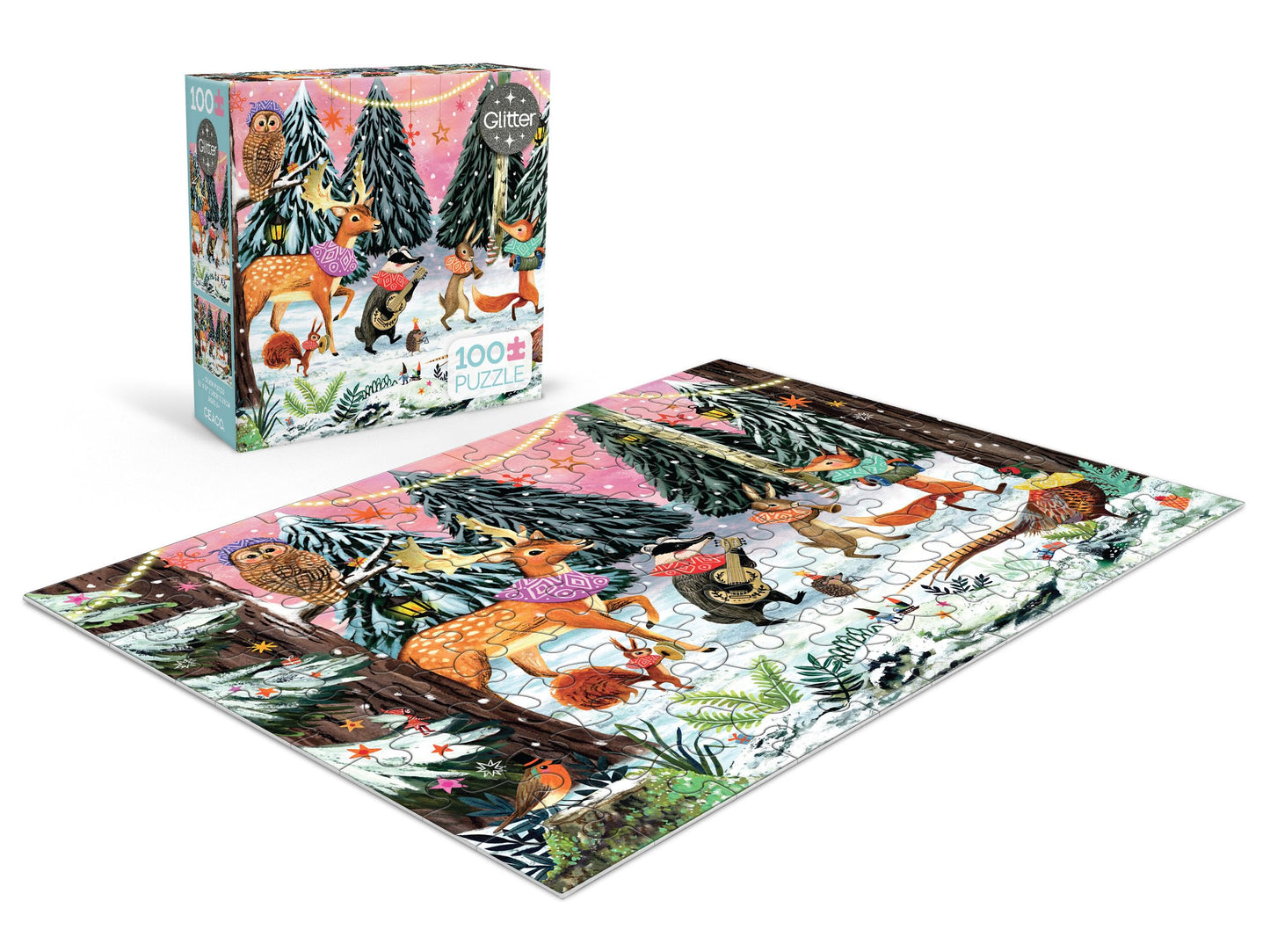 Ceaco - Holiday Woodland Parade Glitter - 100 Piece Jigsaw Puzzle Ages 6+