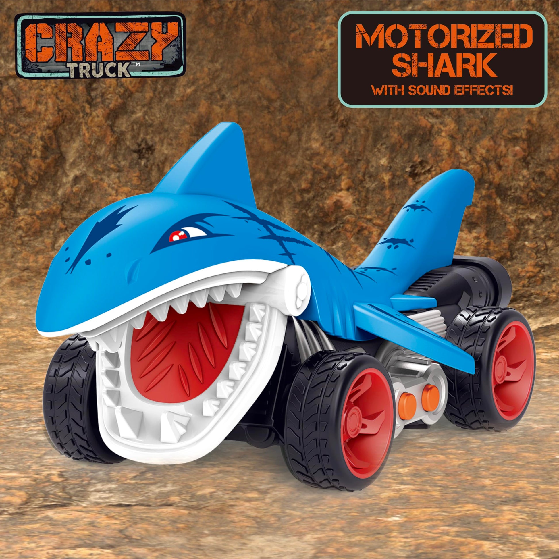 Thin Air Brands Crazy Truck Motorized Shark with Sound Effects - Battery Powered Stunt Toy for Kids - Blue Shark Truck with Exciting Sounds for Boys