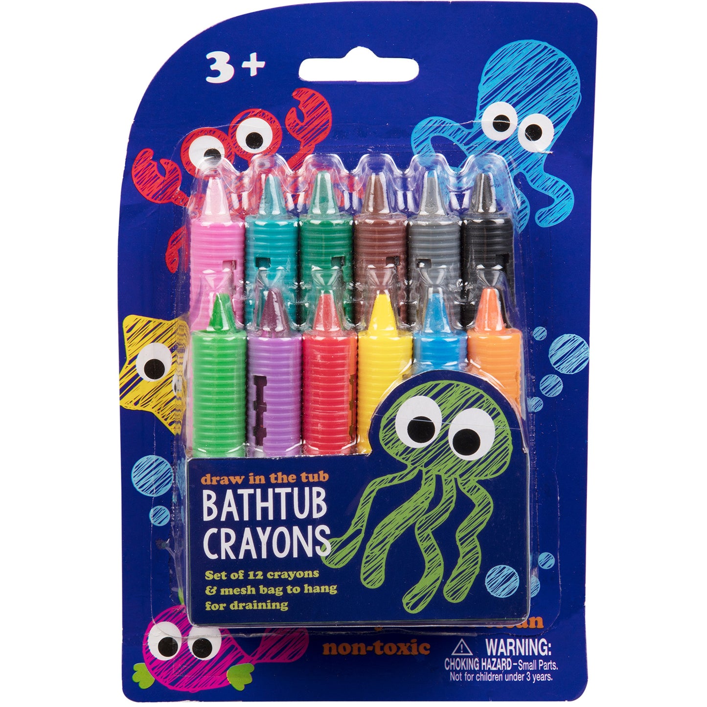 SCS Direct Bath Crayons Super Set -Set of 12 Draw in the Tub Colors with Bathtub Storage Mesh Bag -Non-Toxic, Safe for Children, Won't Disintegrate in