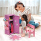 Badger Basket School-Style Single Doll Locker Set with Bench, Rug, and Accessories - Purple and Pink Design for 18-Inch Dolls