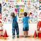Ansoufien Happy New Year Giant Coloring Poster, 72 x 30 Inches Large Paper Tablecloth with 24 Paint Pens (12 Colors), DIY Party Activity Art Craft