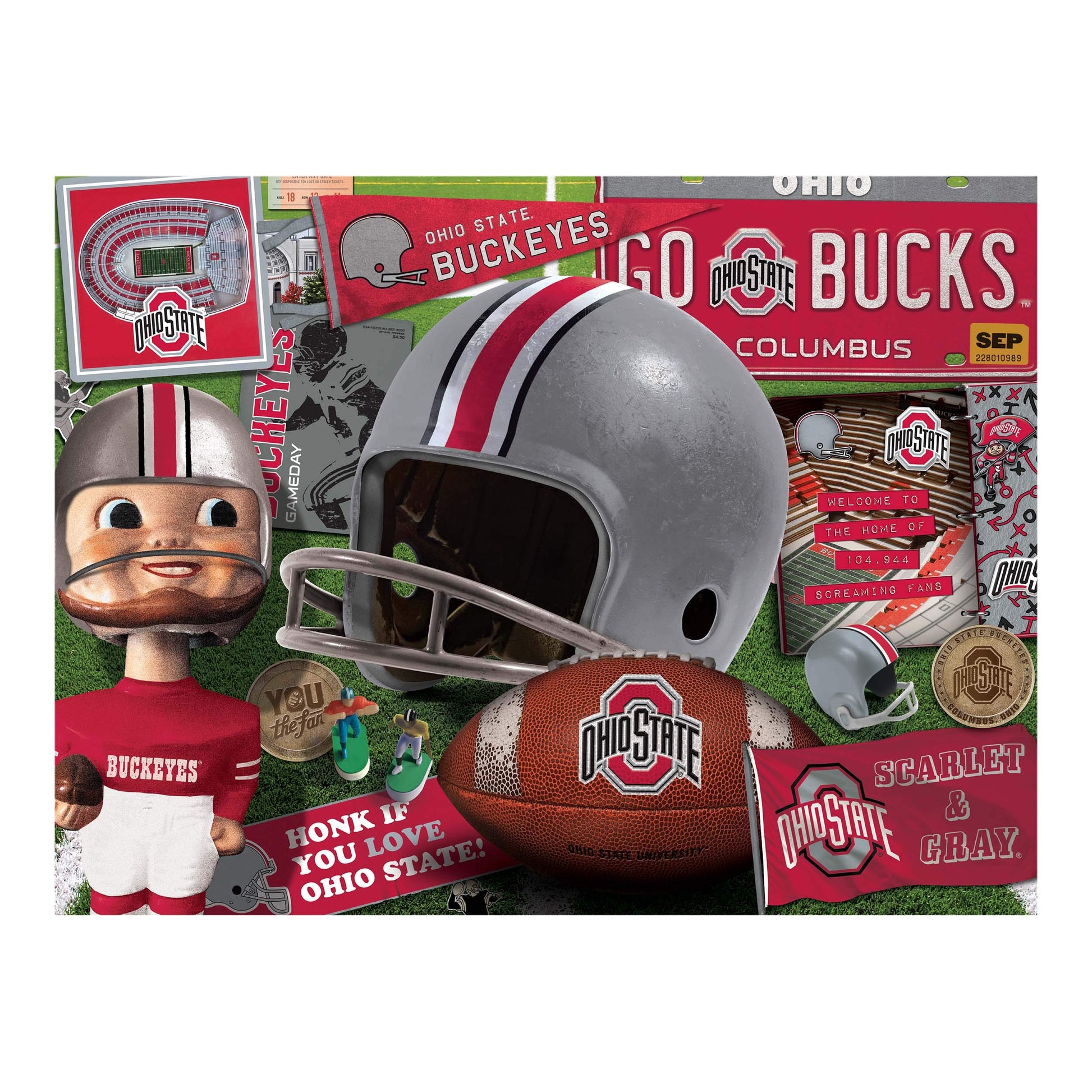 YouTheFan NCAA Ohio State Buckeyes Retro Series Puzzle - 500 Pieces, Team Colors, Large
