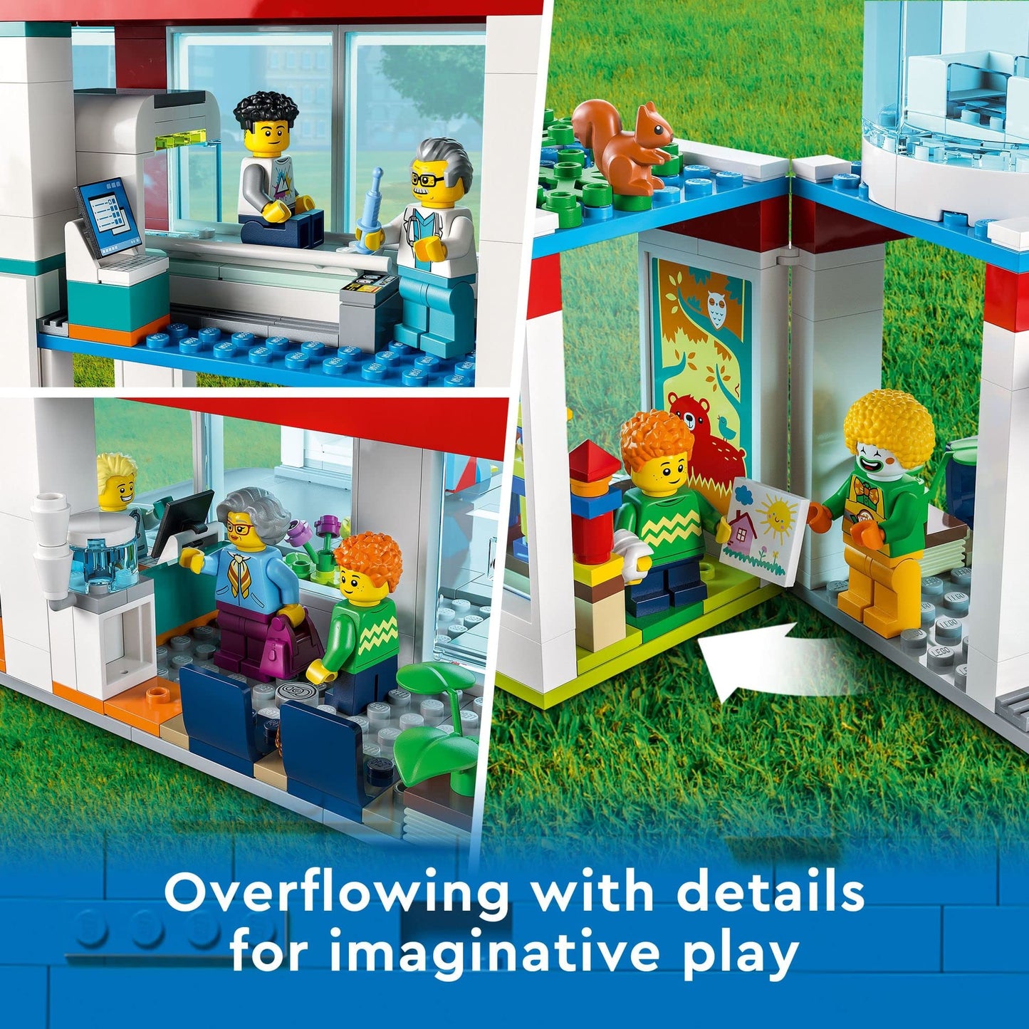 LEGO City Hospital Building Set 60330 with Toy Ambulance, Rescue Helicopter and 12 Mini Figures, Pretend Play Toy Hospital for Educational Fun,