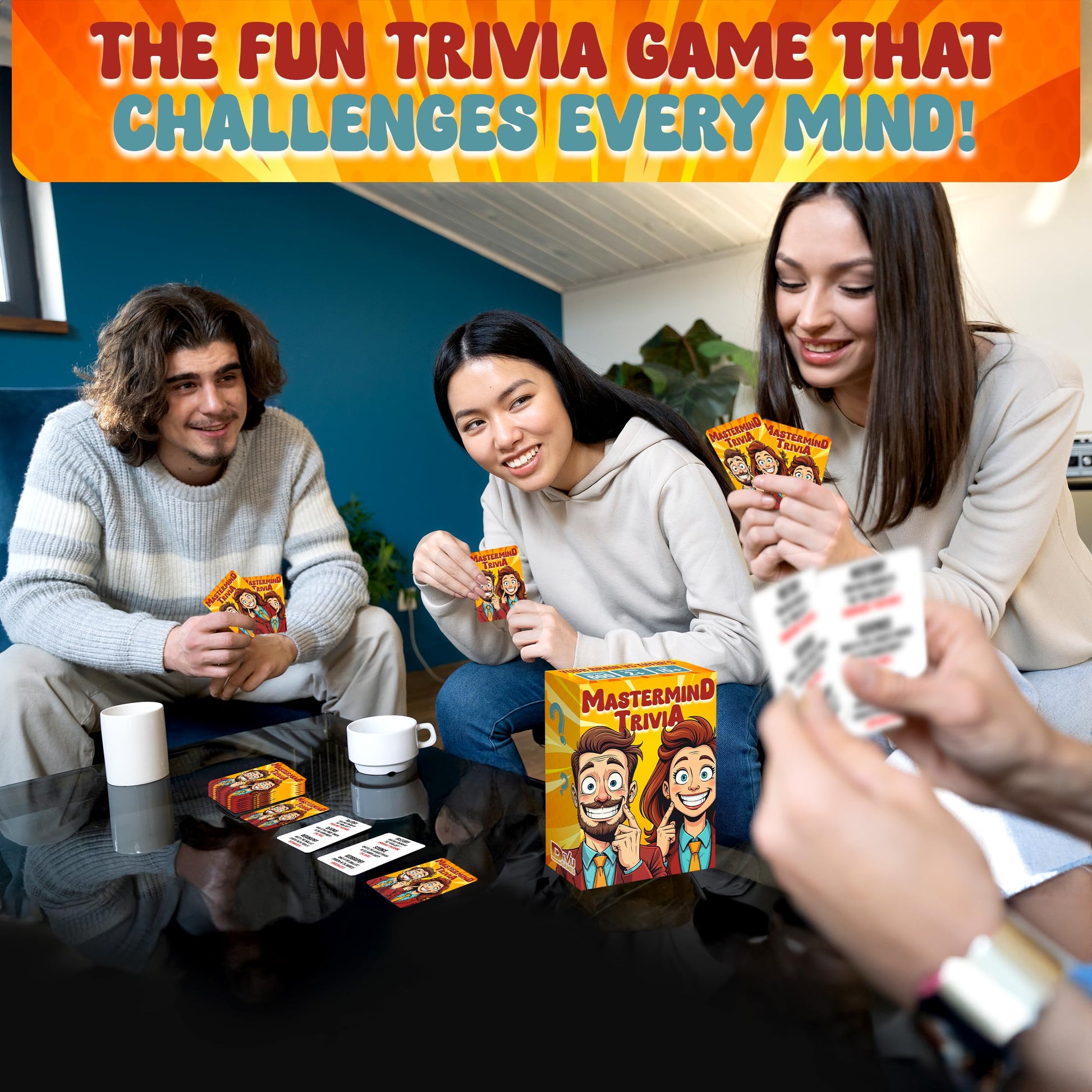 Mastermind Trivia Fun Board Game | Trivia Card Game for Adults, Teens & Family | Tabletop Quiz Game for Game Night, Parties & Travel | 600 Questions |