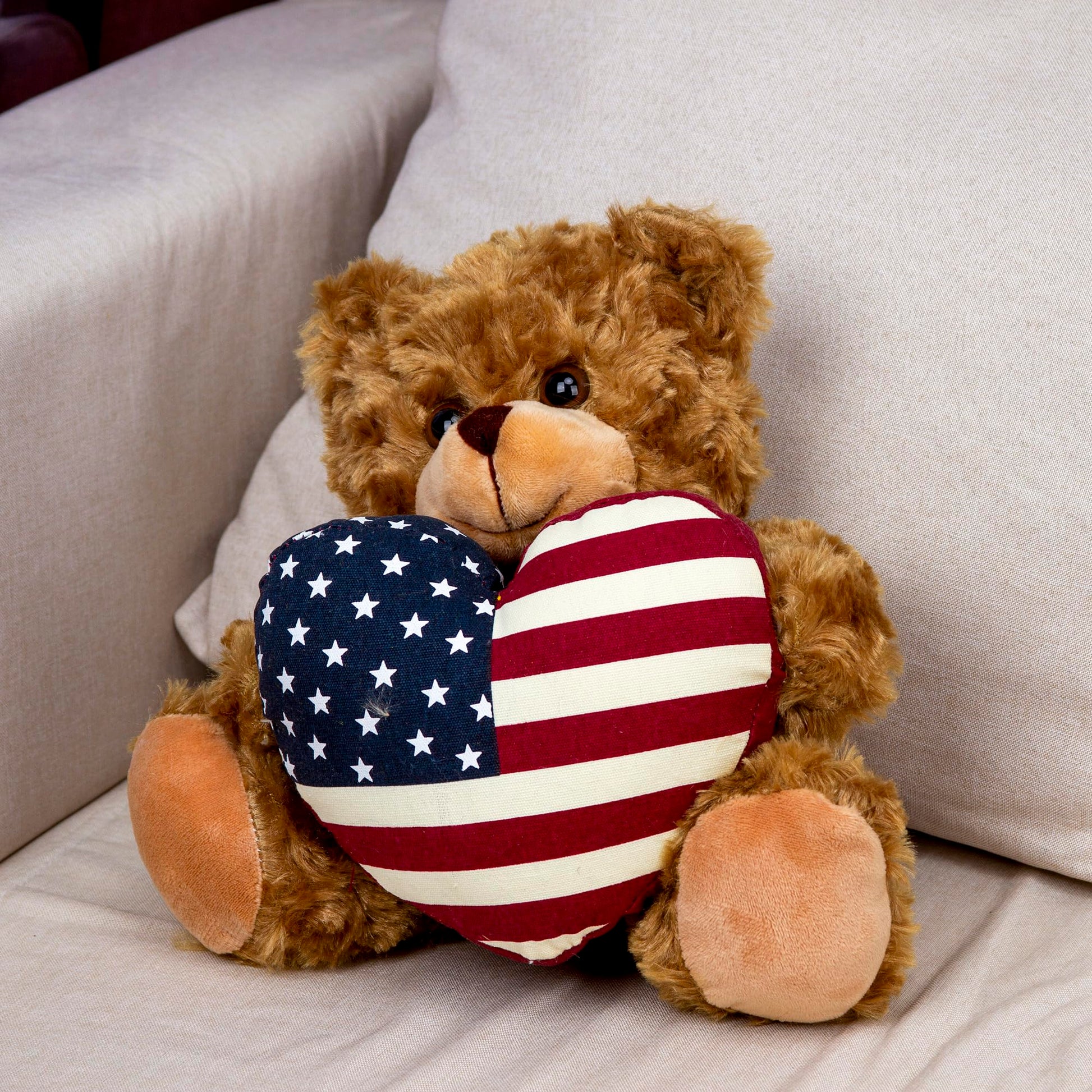 Plushland American Pillow Bear 11 Inches Adorable Beige Pillow Plush Stuffed Animal Toy for Kids Children