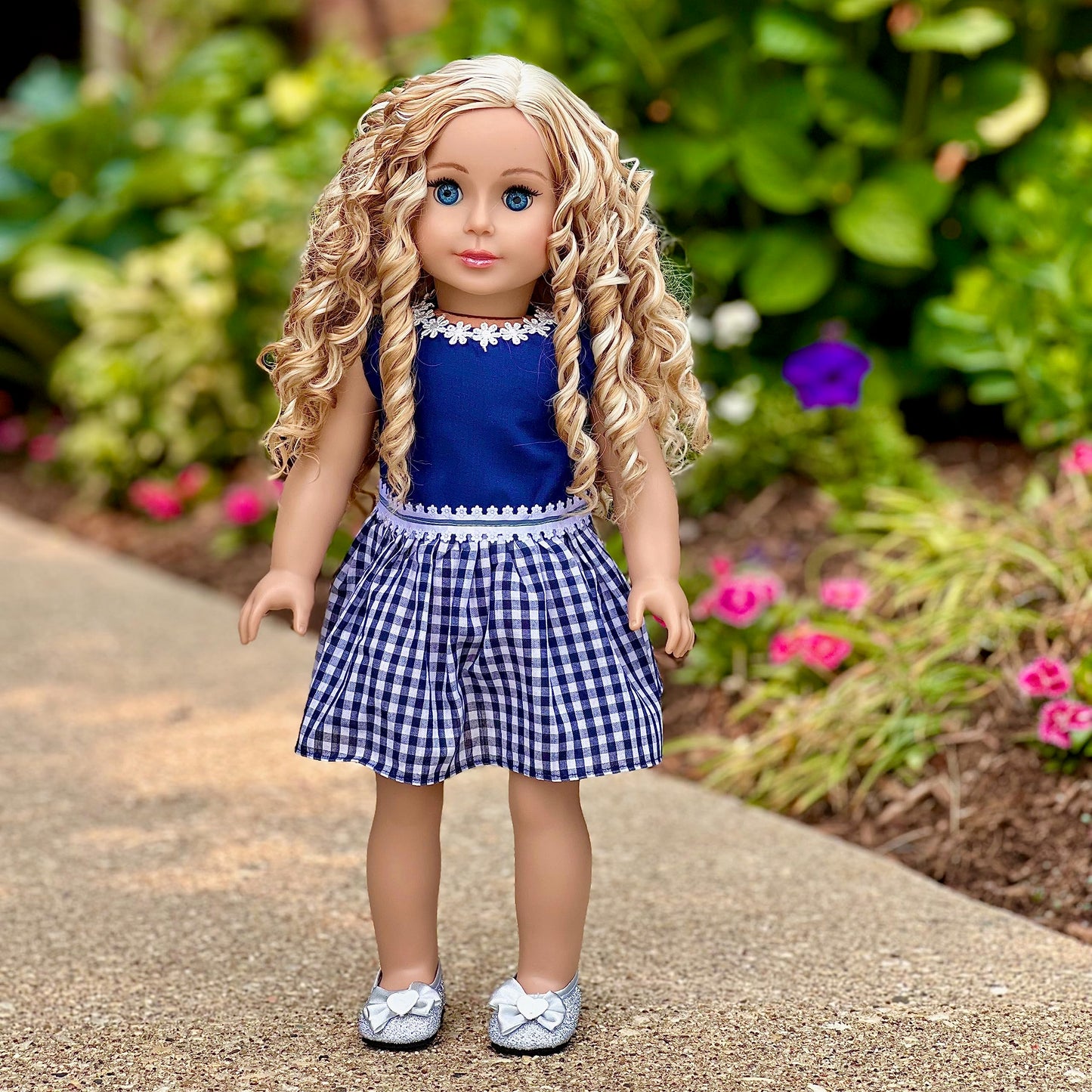 Saturday Afternoon - Navy Blue Dress - Clothes Fits 18 Inch Doll (Shoes Sold Separately) (Doll Not Included)
