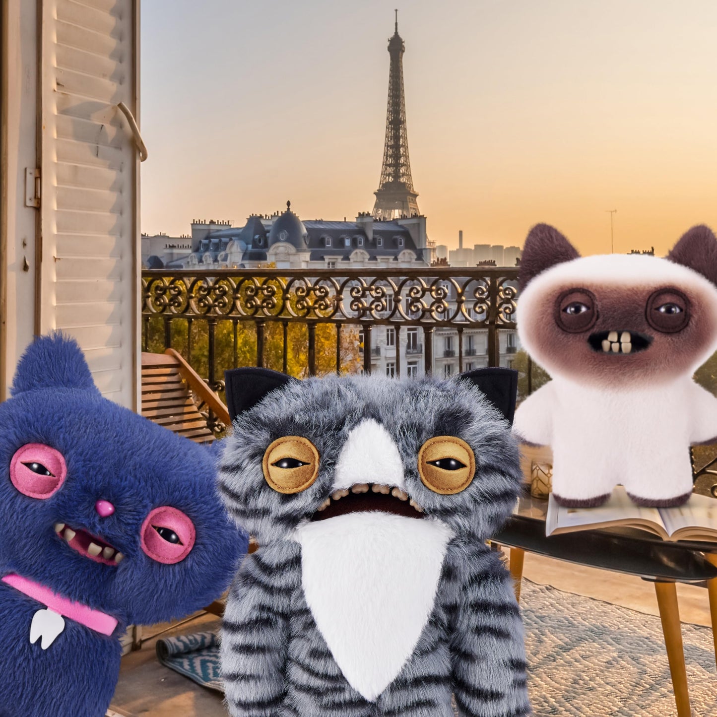 Fuggler Alley Cats 9-Inch Plush Toy (Wide Eyed Cat) by ZURU - Funny Ugly Monster Stuffed Animal with Human-Like Teeth, Collectible Plush for Kids