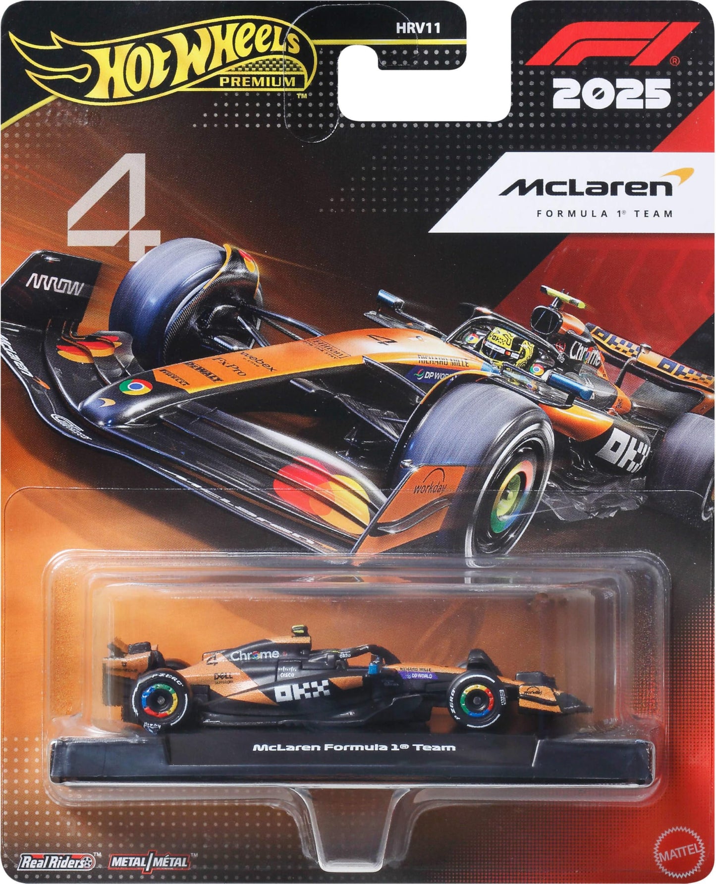 Hot Wheels 1:64 Scale Premium Die-Cast Formula 1 Collectible Toy Race Car with Real Riders Tires & Metal/Metal Body & Chassis