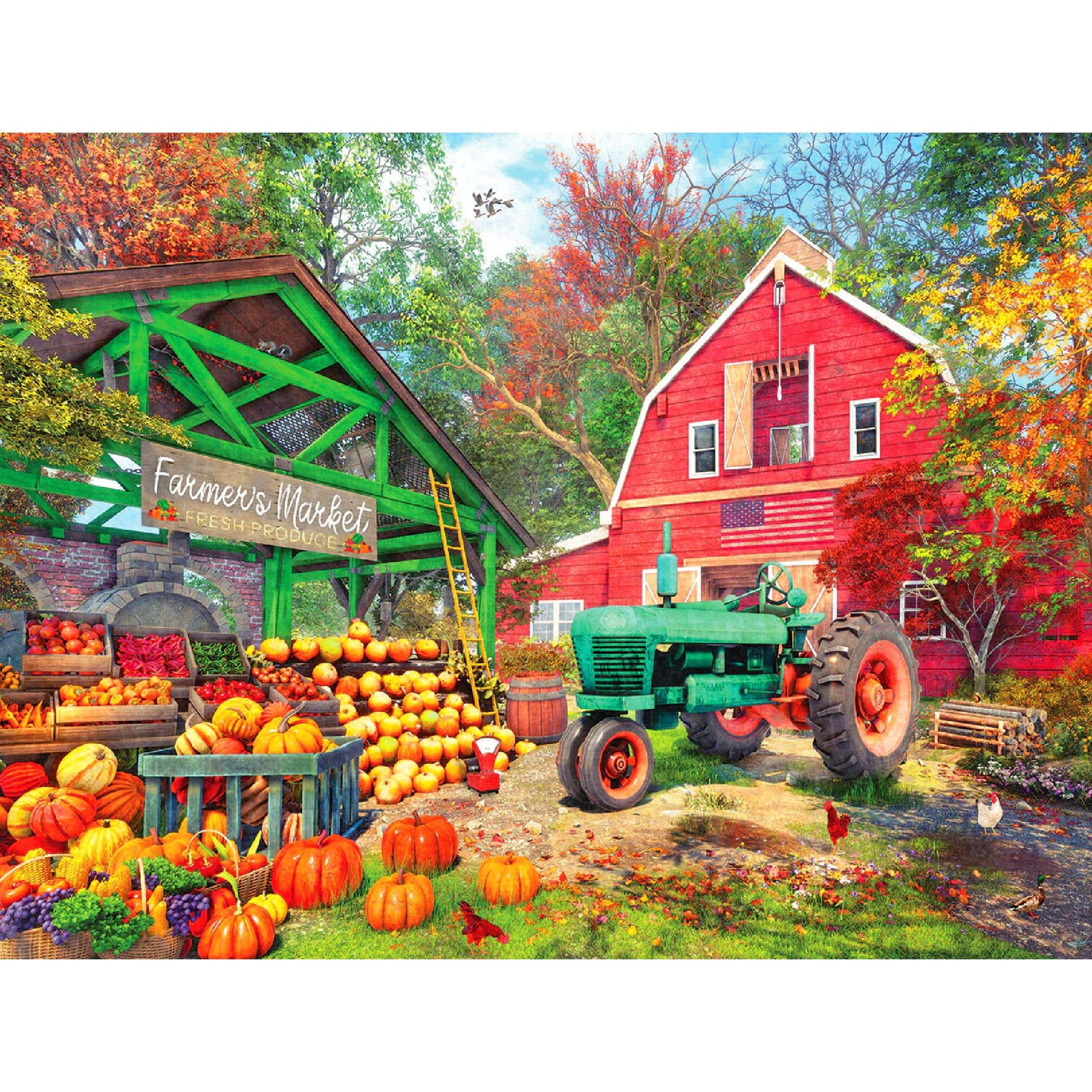 White Mountain 500 Piece Jigsaw Puzzle Farm Pumpkin Fall, Farmer’s Market