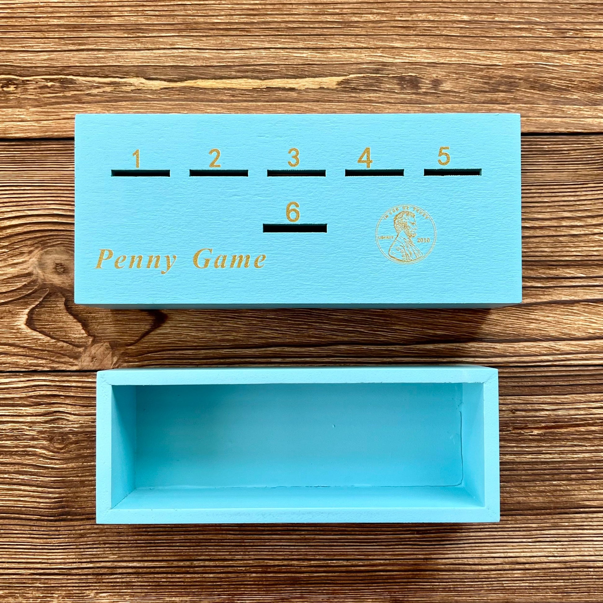 CBLKUS Penny Game, Fantastic Board Game for Family, Coin Game Wood Box for 2+ Player, Simple Strategic Dice Game with Coins, Get Rid Pennies to Win