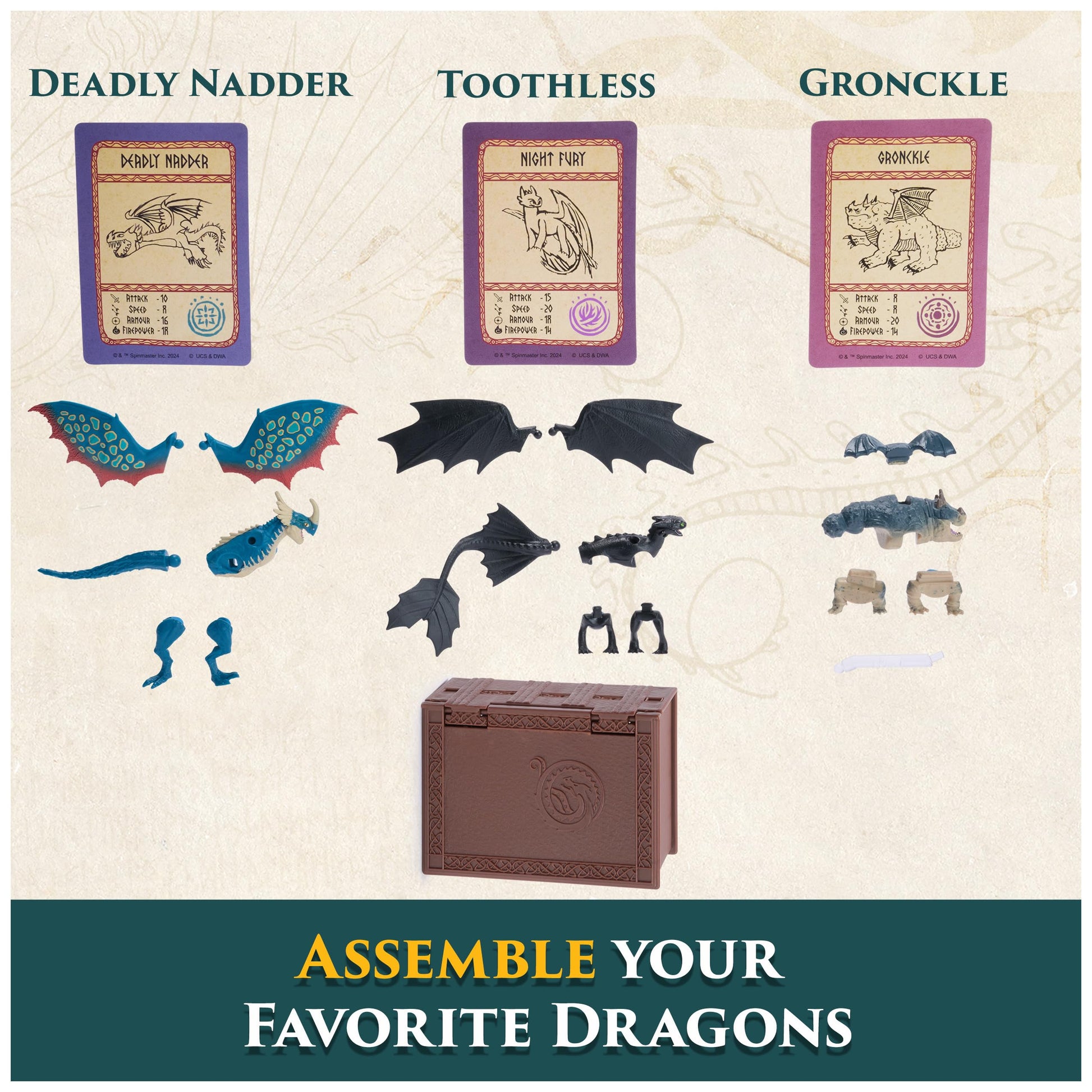 Dreamworks Dragons Book of Dragons Multi-Pack, 3 Dragon Figures