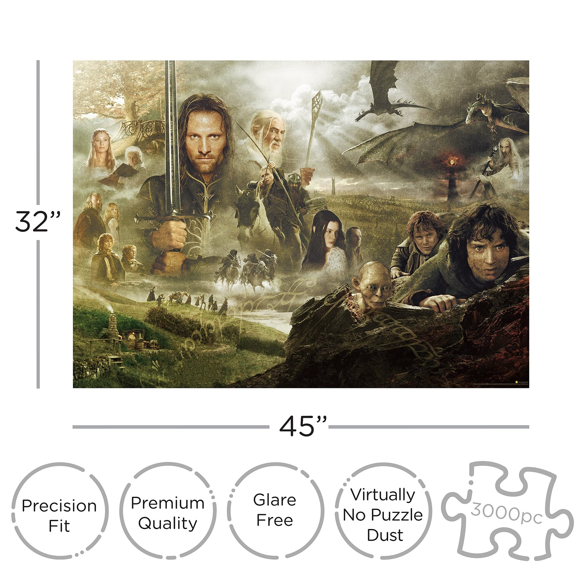 Aquarius Lord of The Rings (3000 Piece Jigsaw Puzzle) - Officially Licensed Lord of The Rings Merchandise & Collectibles